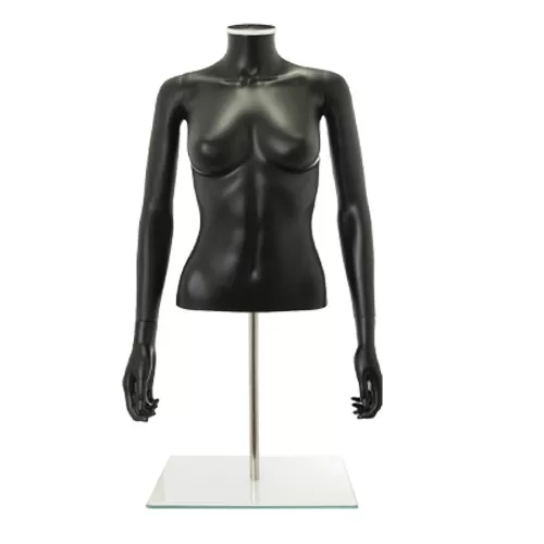 Busto donna nero con braccia e base da banco