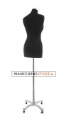 Busto donna in tessuto nero con base worker cromata