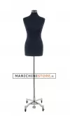 Busto donna in tessuto nero con base worker cromata