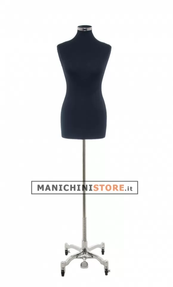 Busto donna in tessuto nero con base worker cromata