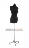 Busto donna in tessuto nero con base worker cromata