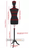 Busto donna total black con testa e base treppiede