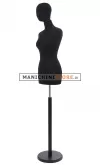 Busto donna total black con testa e base tonda
