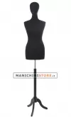Busto donna total black con testa e base treppiede