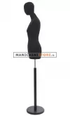 Busto donna total black con testa e base tonda