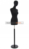 Busto donna total black con testa e base tonda