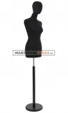 Busto donna total black con testa e base tonda