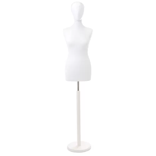Busto donna bianco con testa e base tonda