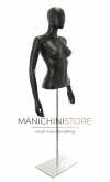 Busto donna nero con testa, braccia e base