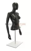 Busto donna nero con testa, braccia e base da banco