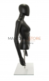 Busto donna nero con testa, braccia e base da banco