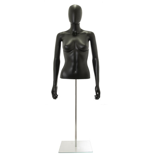Busto donna nero con testa, braccia e base