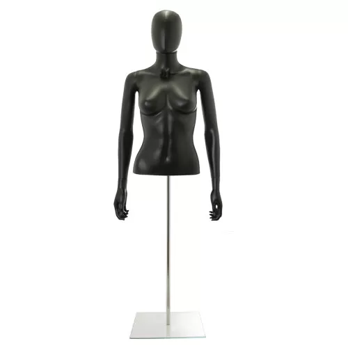 Busto donna nero con testa, braccia e base
