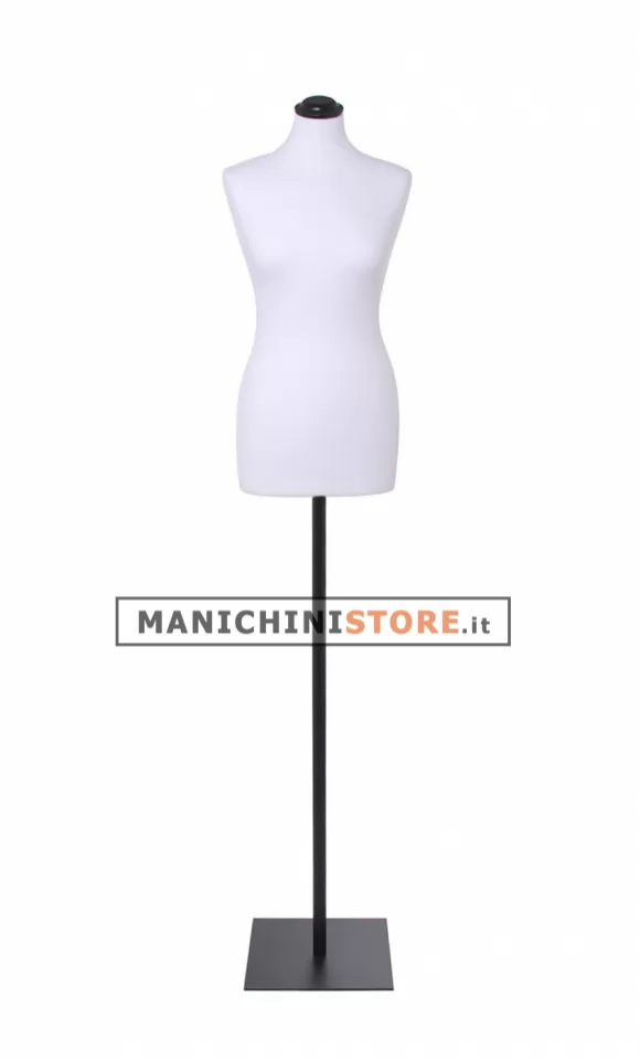 Busto donna in tessuto Bianco con base quadra nera