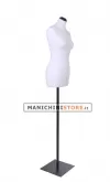 Busto donna in tessuto Bianco con base quadra nera