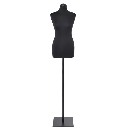 Busto donna in tessuto Nero con base quadra nera