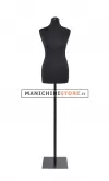 Busto donna in tessuto Nero con base quadra nera