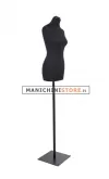 Busto donna in tessuto Nero con base quadra nera