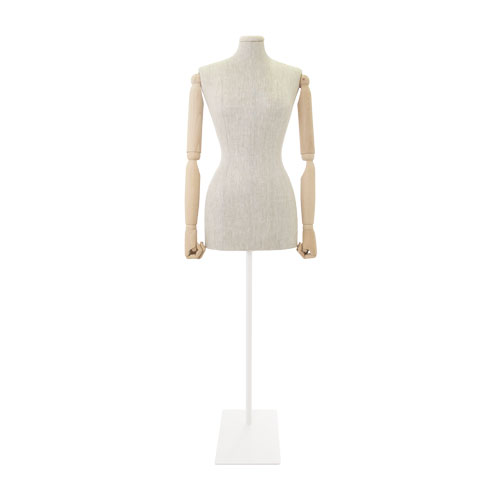 Busto donna in lino con braccia legno