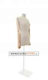 Busto donna in lino con braccia legno