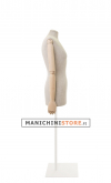 Busto donna in lino con braccia legno