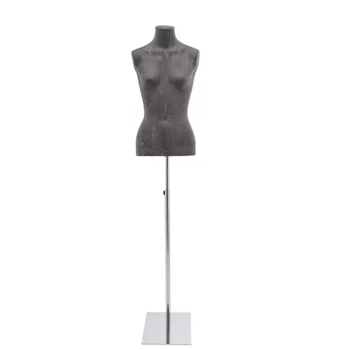 Busto donna rivestito in cartapesta Antracite con base