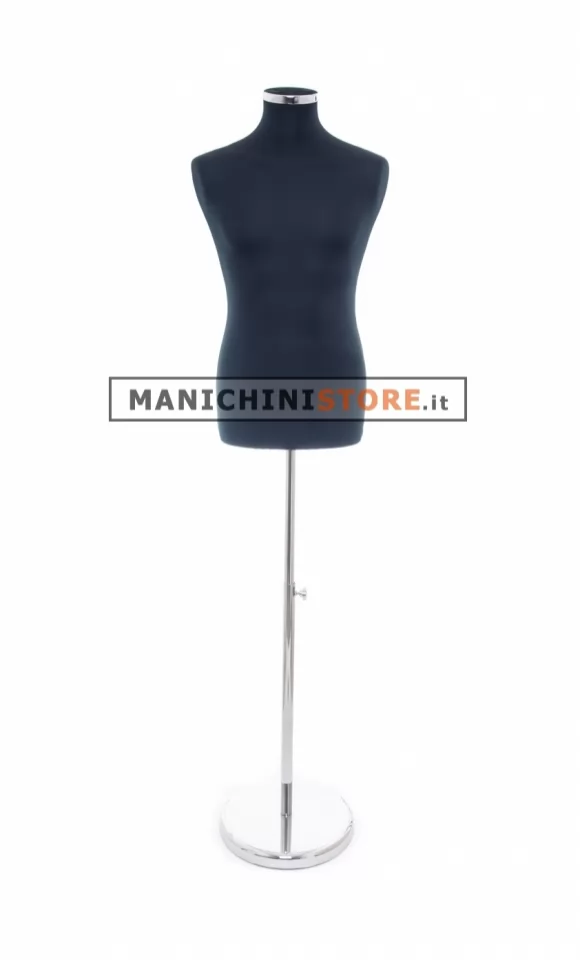 Busto uomo in tessuto Nero con base cromata