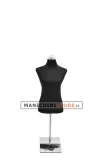 Busto componibile donna nero da banco con base in metallo