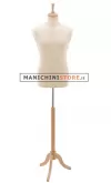 Busto uomo in tessuto Avorio con treppiede in frassino