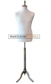 Busto uomo in tessuto Grigio Perlato con treppiede Vintage