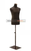 Busto uomo in tessuto Testa di Moro con base quadra in metallo Vintage
