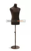 Busto uomo in tessuto Testa di Moro con base tonda in metallo Vintage