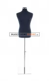 Busto uomo in tessuto Nero con base inox cromata