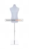 Busto uomo in tessuto Grigio Perlato con base inox cromata