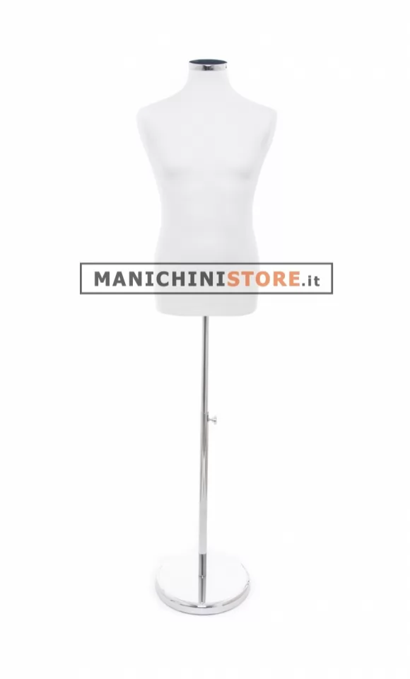 Busto uomo in tessuto Bianco con base cromata