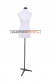 White fabric female bust with black tripod base