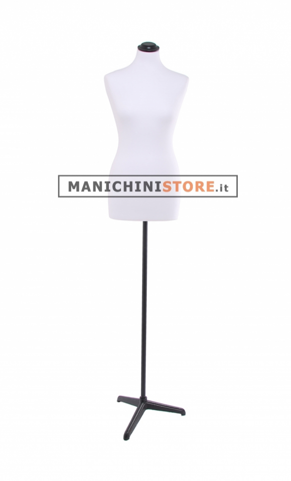 Busto donna tessuto bianco con base treppiede nera
