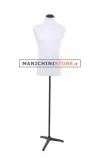 Busto uomo in tessuto bianco con base treppiede nera