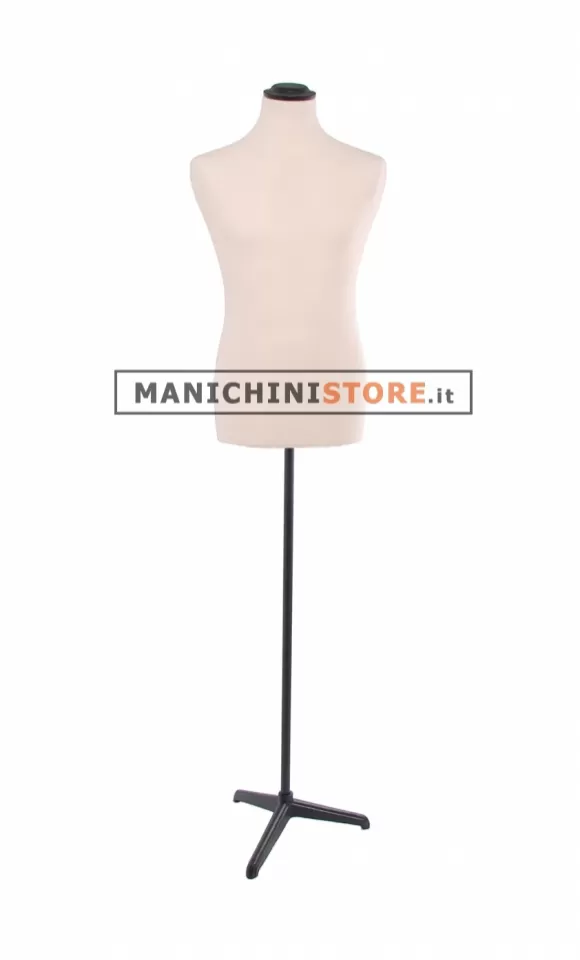 Busto uomo tessuto Avorio con base treppiede nera