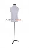 Busto uomo tessuto Grigio Perlato con base treppiede nera