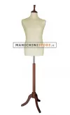 Busto uomo in tessuto Avorio con treppiede in noce