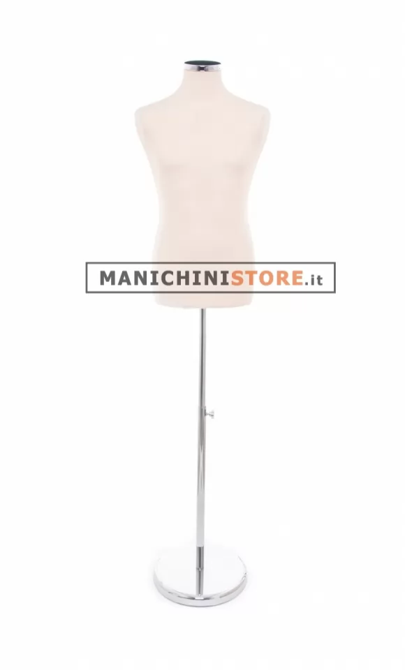 Busto uomo in tessuto Avorio con base cromata