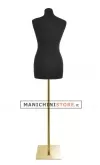 Busto donna in tessuto nero con base rettangolare oro