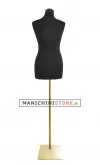 Busto donna in tessuto nero con base rettangolare oro