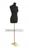 Busto donna in tessuto nero con base rettangolare oro