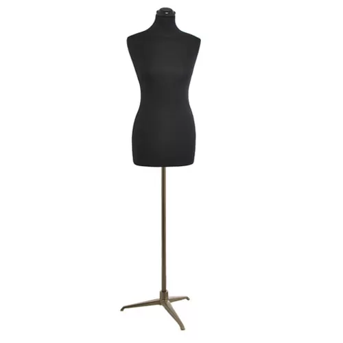 Noleggio busto donna in tessuto nero con base treppiede bronzo