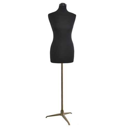 Busto donna in tessuto nero con base treppiede bronzo - ex noleggio