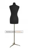 Noleggio busto donna in tessuto nero con base treppiede bronzo