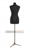 Busto donna in tessuto nero con base treppiede bronzo - ex noleggio