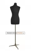 Busto donna in tessuto nero con base treppiede bronzo